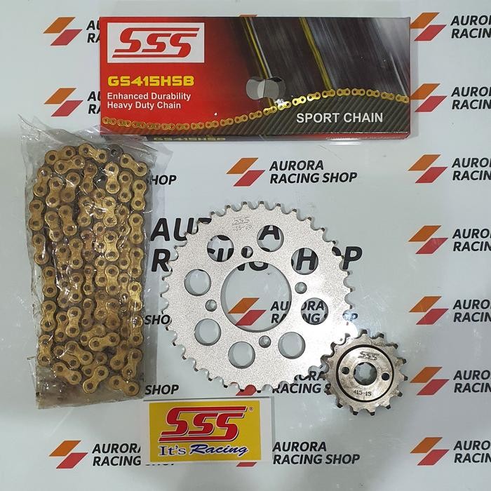 Gear Set Sss 415 Supra X 100 / Grand / Supra Fit Lama / Legenda / Astrea / Win & Rantai Sss 415 Hsb