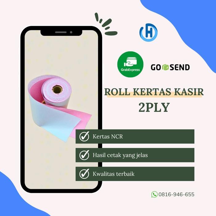 

75 x 60 NCR 2 PLY PAPER ROLL KHUSUS GOJEK / GRAB 1 DUS 100 ROLL
