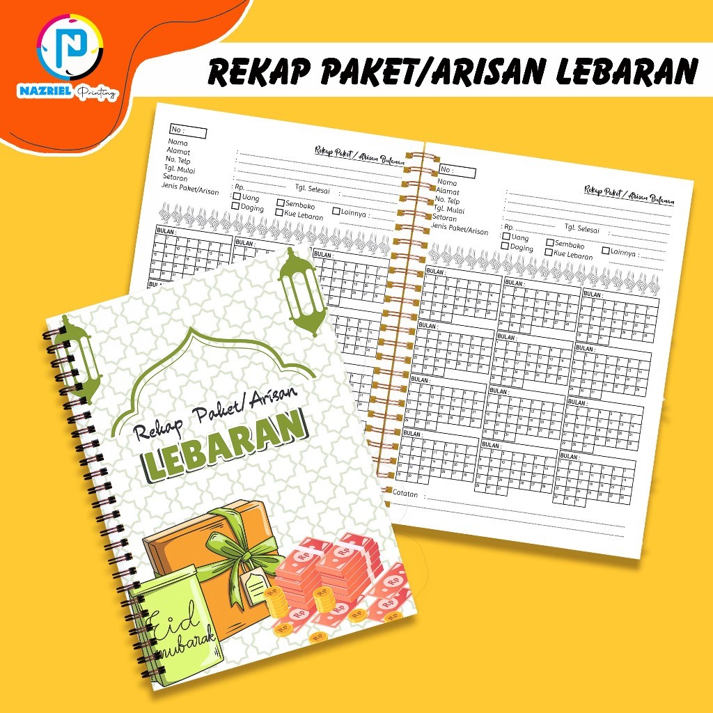 

(NON CUSTOM) Buku Rekap Paket Arisan Lebaran Buku Jilid Spiral A5 50 Lembar