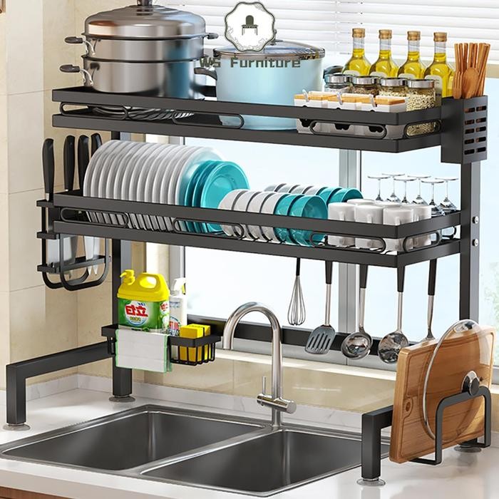 PREMIUM RakCuci Piring Wastafel Rak Dapur Anti Karat Stainless Steel RakPiring