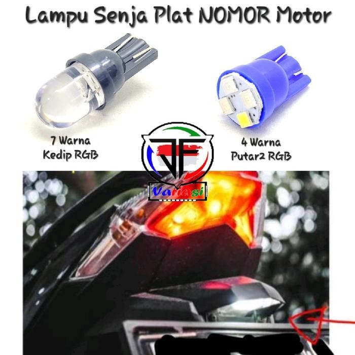 PREMIUM Lampu Senja / Lampu Plat Nomor Motor Lampu Plat Lisence Motor Warna Warni RGB Pelangi Mode