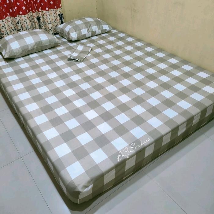 PREMIUM Sprei kotak kotak single uk. 100x200 & 120x200//sprei motif aesthetic//sprei motif terbaru