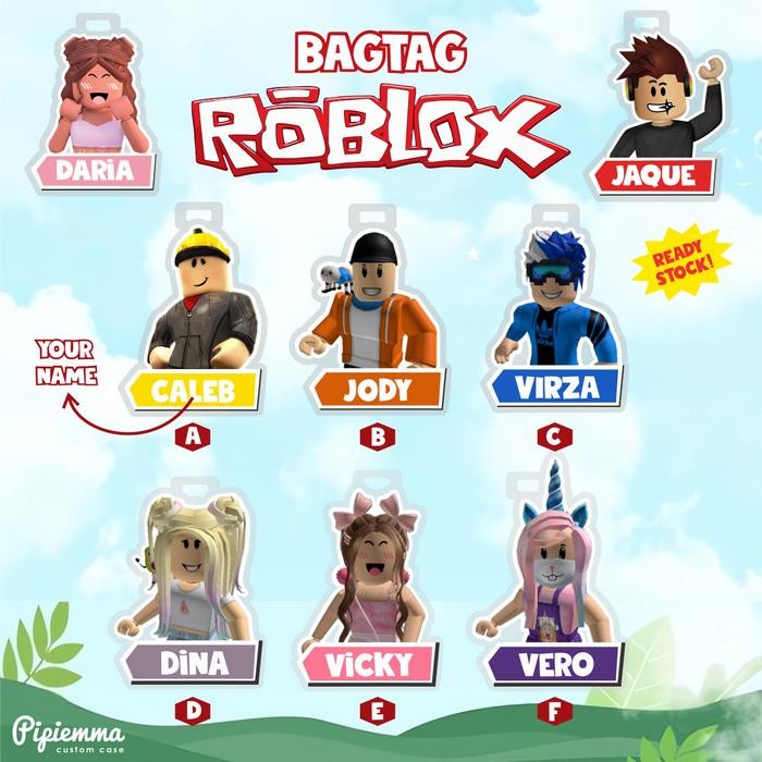 PREMIUM Bagtag ROBLOX / Gantungan tas anak lucu / Custom NAMA ROBLOX - READY S