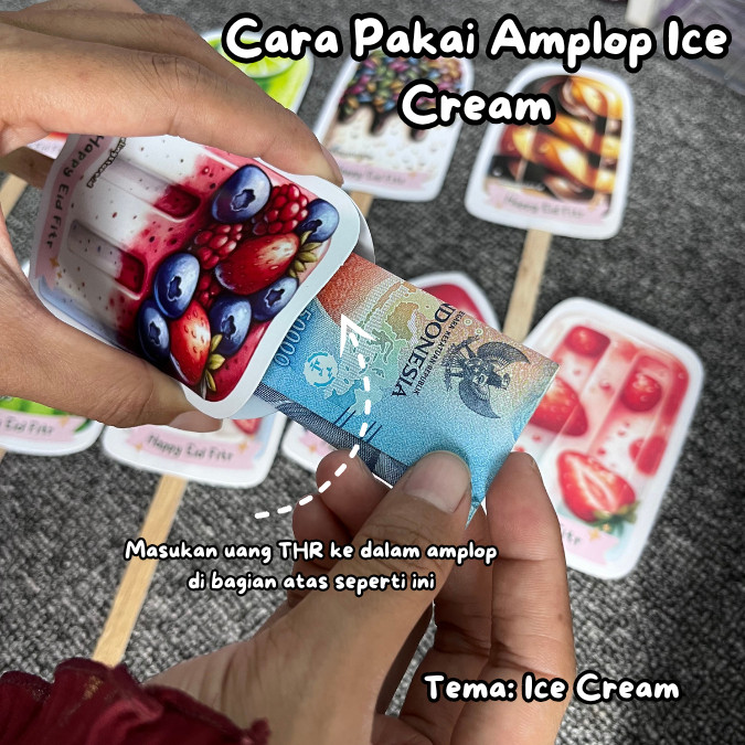 

(100pcs) Bahan Amplop Lebaran Ice Cream 2025 / Agpau THR Unik / Amplop Lebaran. Idul Fitri 2025 /