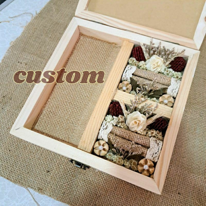 KOTAK PERHIASAN HIAS KOTAK KAYU UANG MAHAR 3 IN 1 KOTAK UANG DAN PERGIASAN KOTAK UANG DAN CINCIN