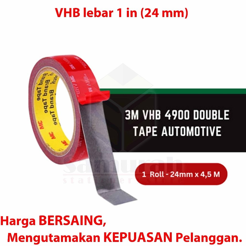 

Double Tape 3M VHB Lebar 24 mm / Foam VHB Tape 3 M - 1 Inch Panjang 4,5 Meter Automotive & Building