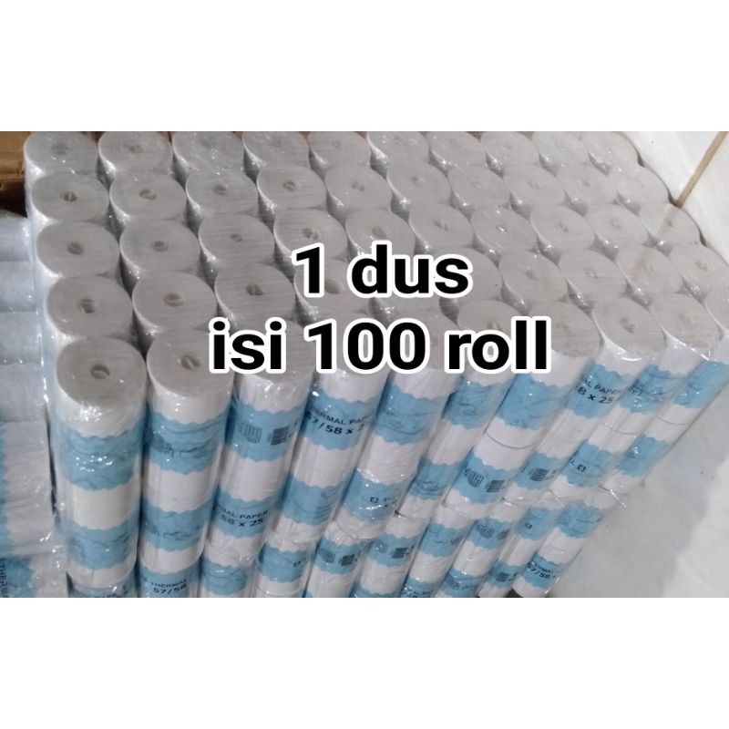 

Kertas Thermal 57x25 mm 58x25 mm untuk Printer 58mm 1 Dus Isi 100 Roll Struk Kasir Edc Coreless WE!!
