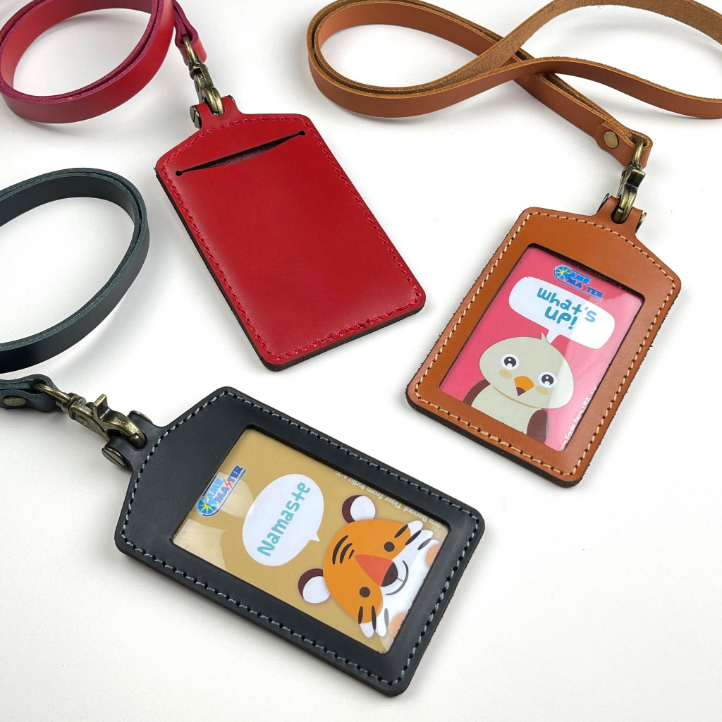 

gantungan ID card kulit asli - tali id card holder - PHID213 WE!!!