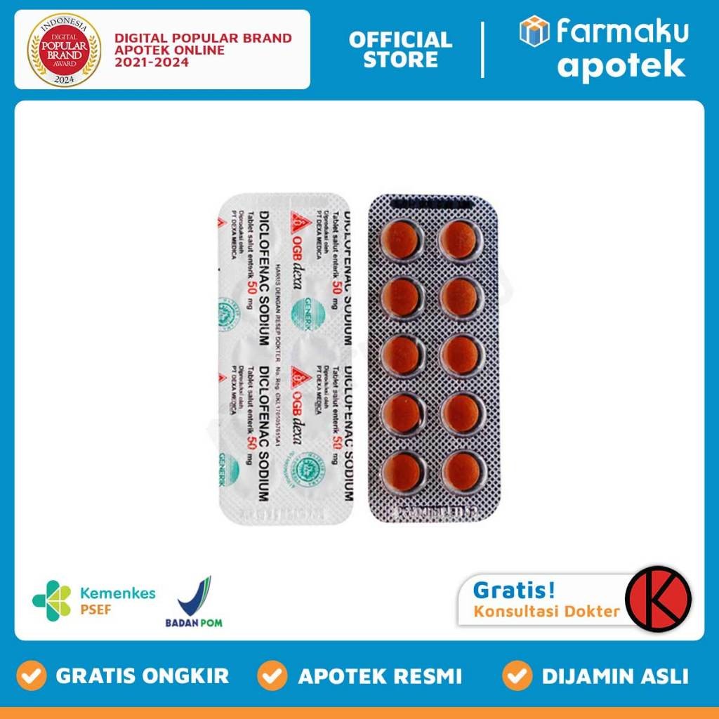 Natrium Diclofenac 50 mg Dexa Blister  10 tablet salut enterik - KGS