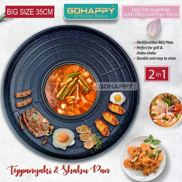 Panci Tepannyaki Alat Panggang 35Cm Barbeque Grill Kuah Shabu Sauce Pan #Gratisongkir