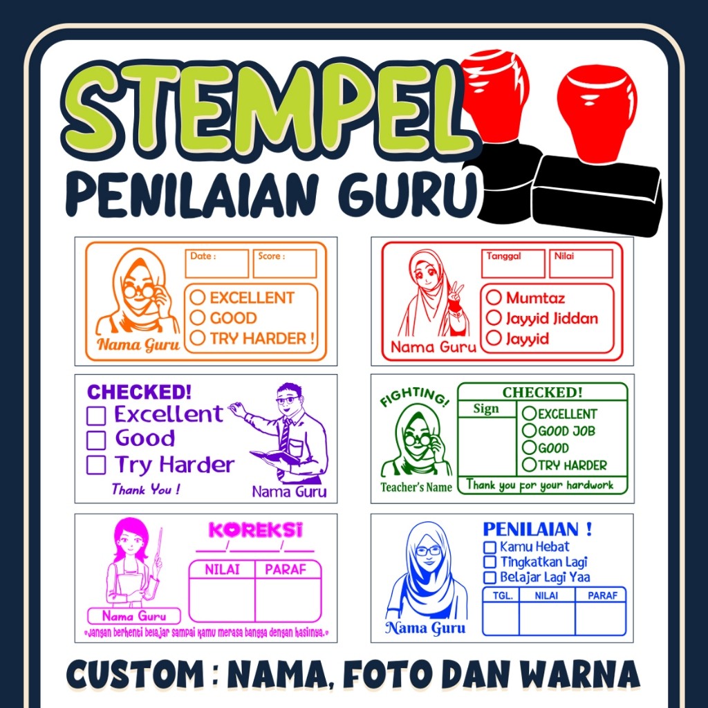 

Stempel Nilai Guru / Penilaian / Koreksi / Checked / Reward Siswa Murid Sekolah WE!!