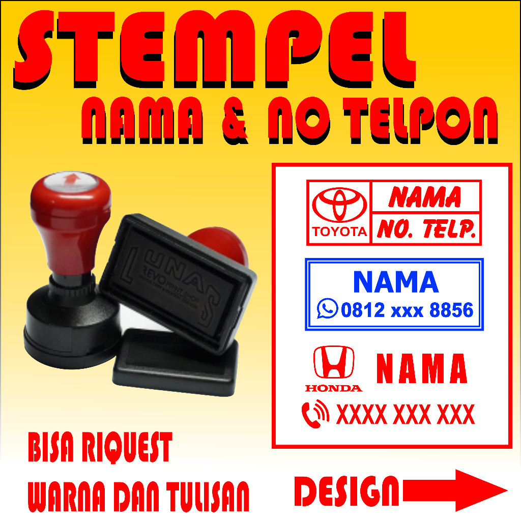 

stempel Brosur/stempel nama & nomor telpon/ stempel otomatis WE!!