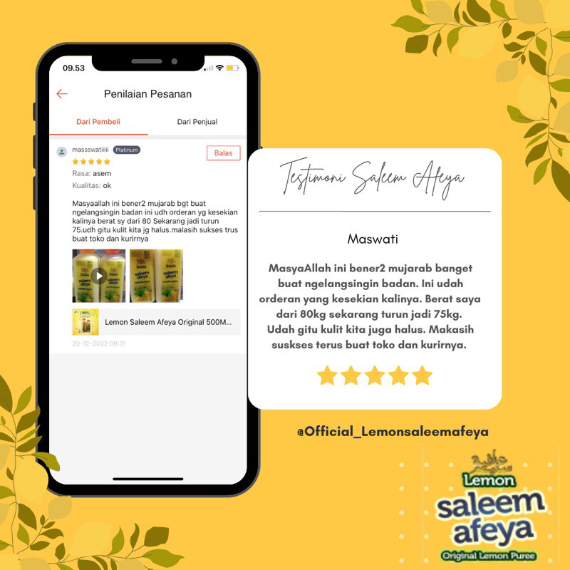 

WHYN!! PAKET 3 BOTOL 500ML SARI LEMON SALEEM AFEYA ORIGINAL 100%/ SARI LEMON MURNI/ DIET SEHAT