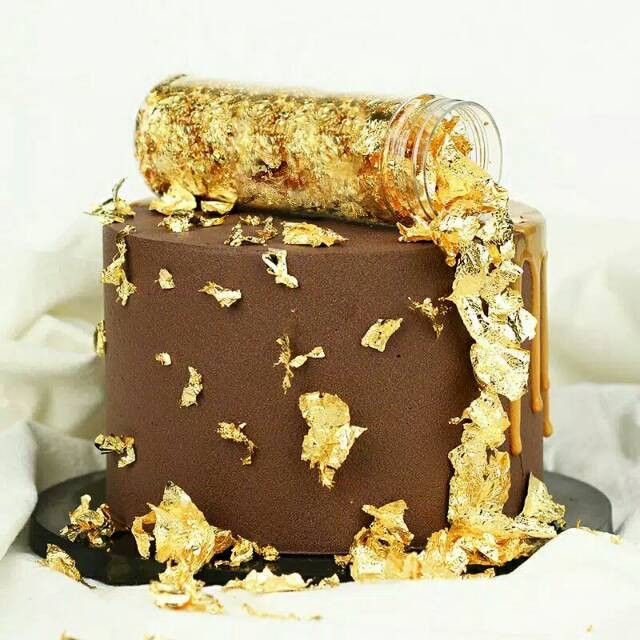 

Jumbo Edible Gold Sheet Leaf Paper Dalam Botol isi Banyak Food Emas Import Daun Kertas Topper Kue