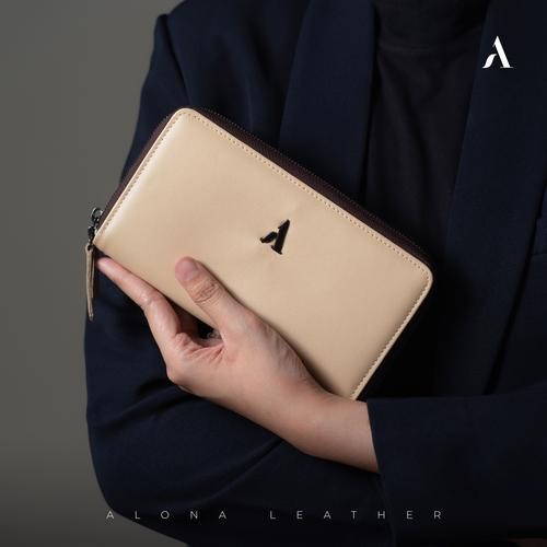Dompet Wanita Panjang Kulit Asli 2 Resleting Mini Pouch Cewek Original Premium Branded Leather Walle