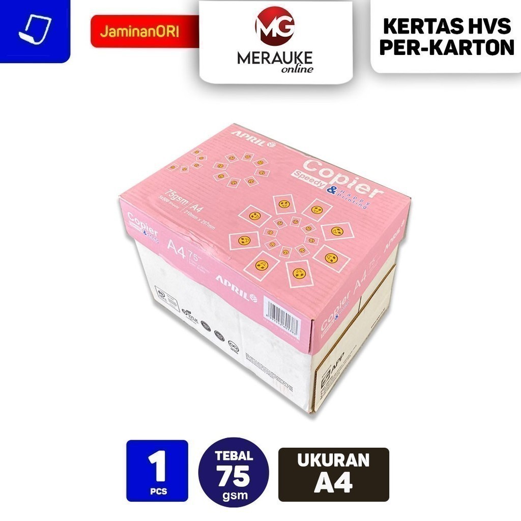 

Kertas HVS A4 75 Gsm Per-Karton (1 Karton Isi 5 Rim)