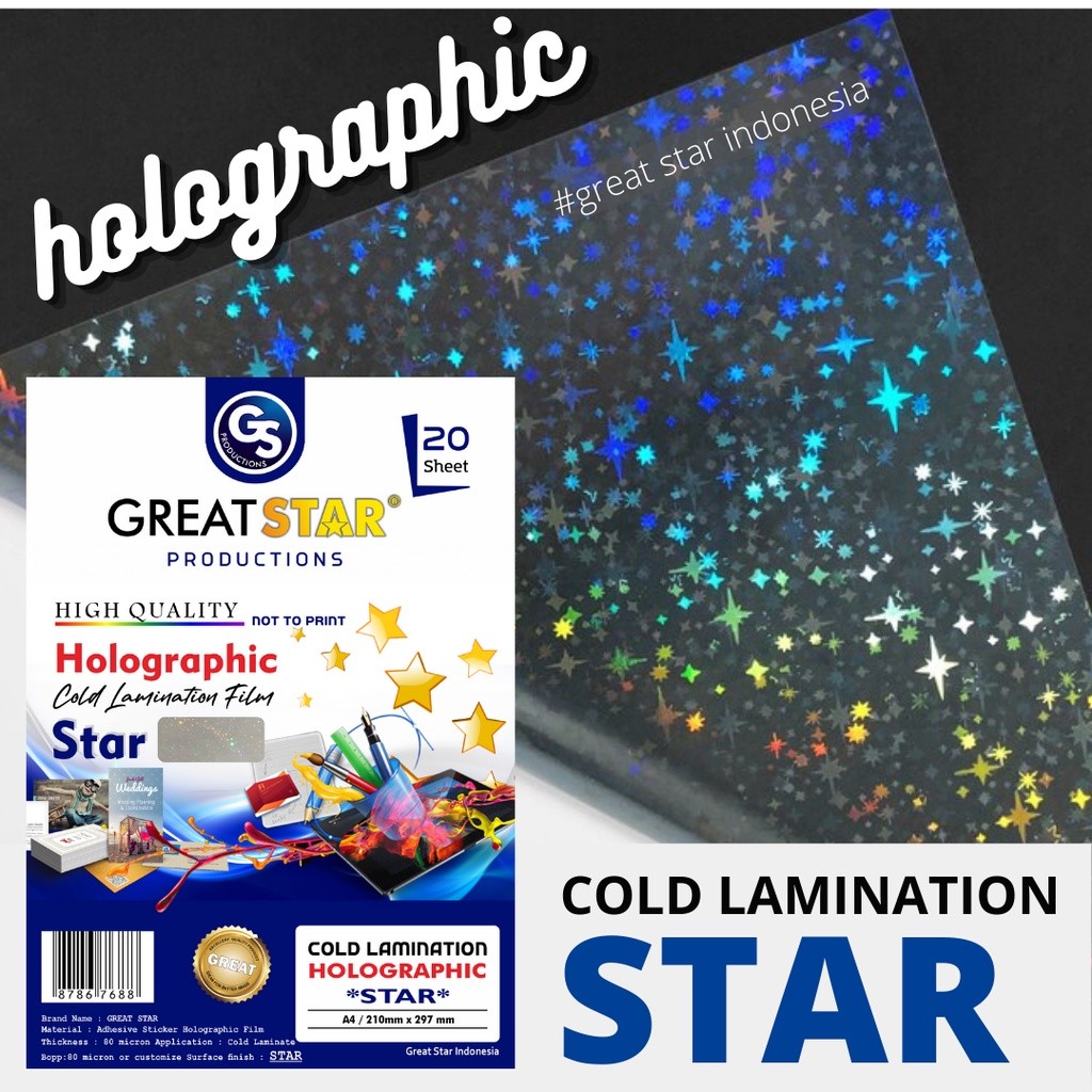 

Laminasi Dingin / Cold Lamination Holografic Star 1 A4/20 Lembar