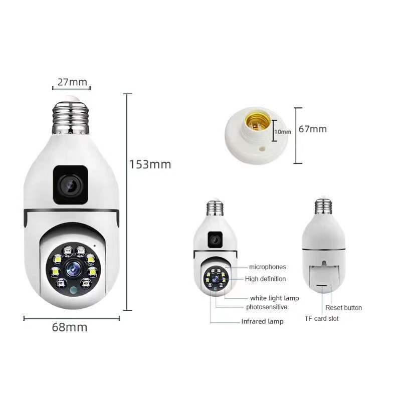 Kamera CCTV V380Pro Dual Lens Light Bulb Model dilengkapi dengan Sensor Gerakan WiFi Wireless