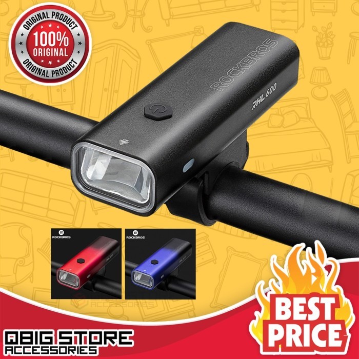 Lampu Depan Sepeda 600Lm Rockbros Rhl600 Waterof Ipx6