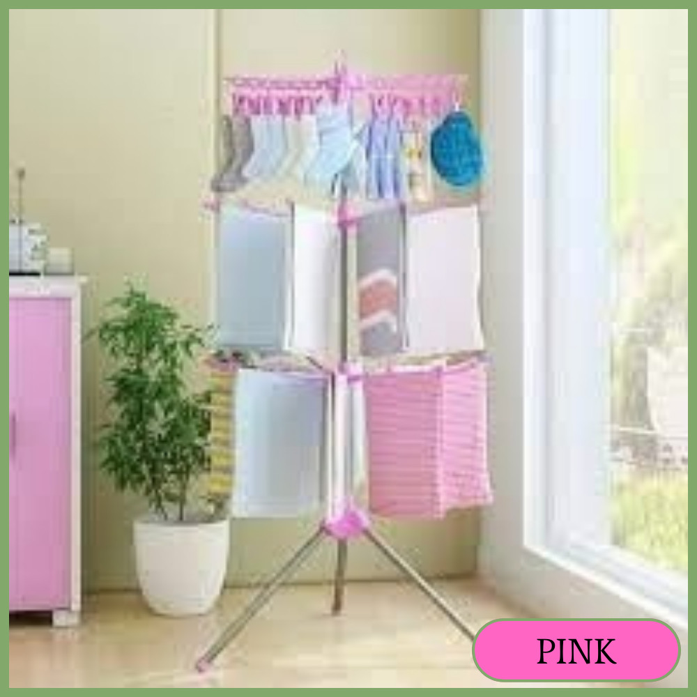 Jemuran Menara 3 Tingkat Jemuran Bongkar Pasang Rak Gantungan Baju 3 Susun