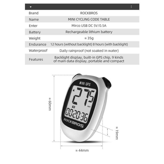 ROCKBROS 29210030001 GPS SPEEDOMETER MINI SEPEDA