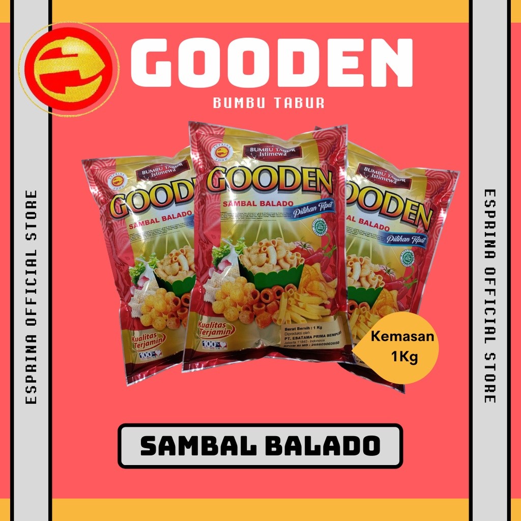 

Bumbu Tabur - GOODEN - Rasa SAMBAL BALADO - Sambal Balado - Kemasan 1 Kg