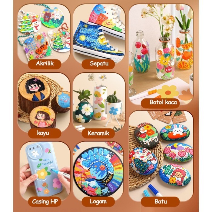 

Big Boss - Ase - 60/80 Colors Pen Akrilik Marker Warna Cepat Kering Tahan Air / Spidol Acrylic