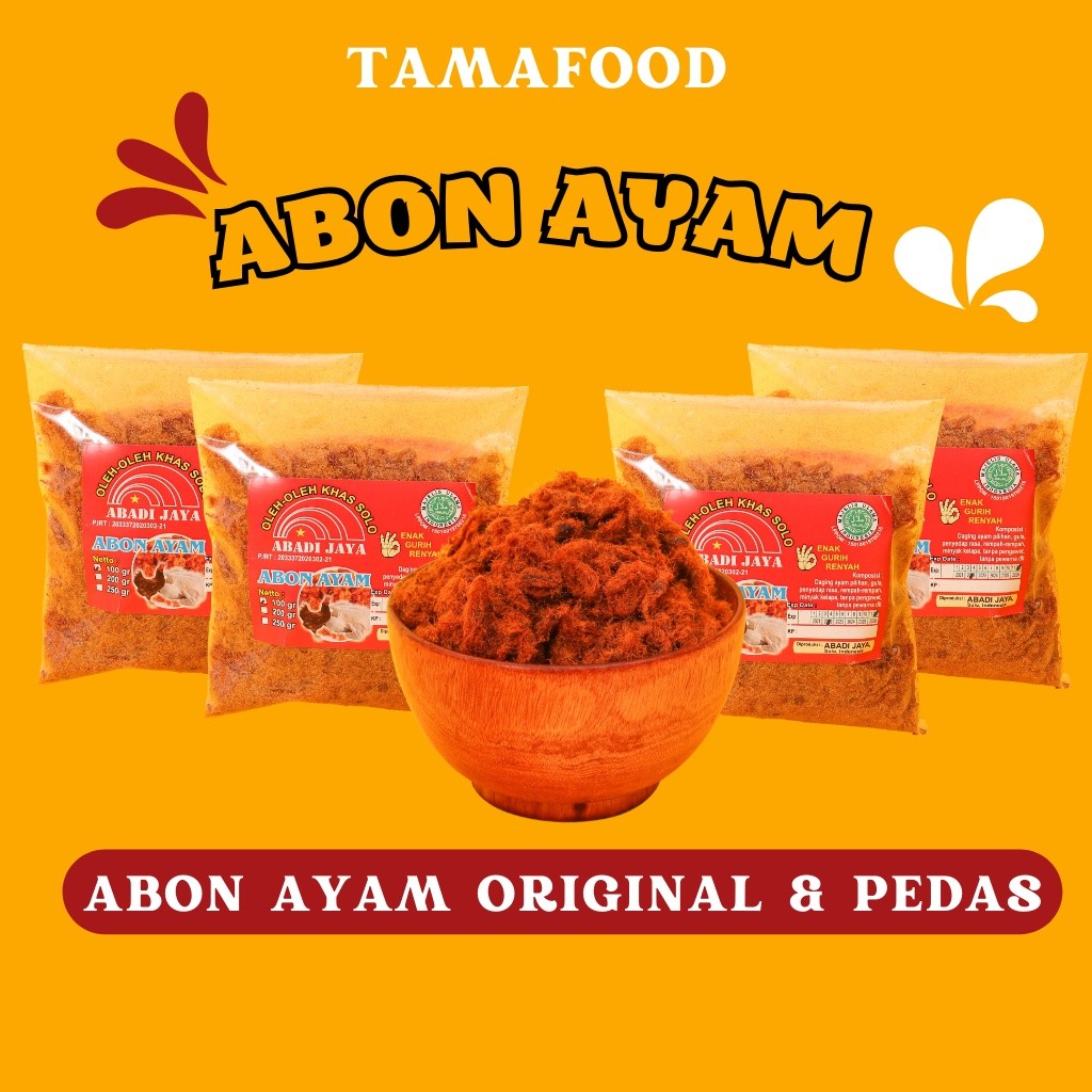 

ABON AYAM 100% DAGING AYAM ASLI / ABON AYAM ORIGINAL & ABON AYAM PEDAS / ABON AYAM HALAL / ABON AYAM