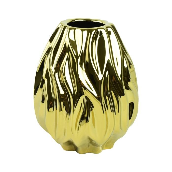 Informa Vas Keramik 20 cm Flaming - Gold Vase Wadah Tempat Bunga Home Deco Dekorasi Ruangan