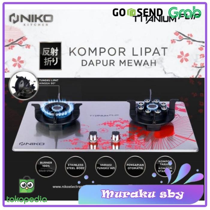 Niko Kompor Gas 2 Tungku TITANIUM FLIP Kompor Tanam & Lipat