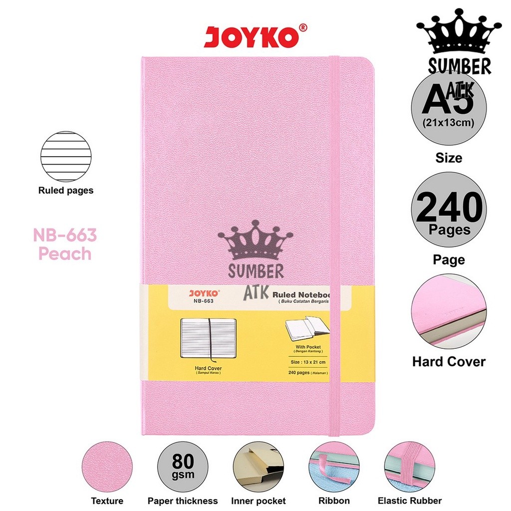 

Notebook Buku Tulis Catatan Diary Agenda Joyko Hard Cover NB-663 A5 Ruled