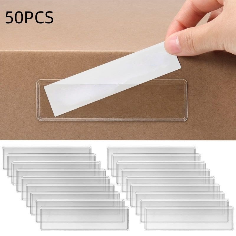 

50pcs Label Holder Transparan Label Produk/Label Display Harga Self-Adhesive Tag Holder
