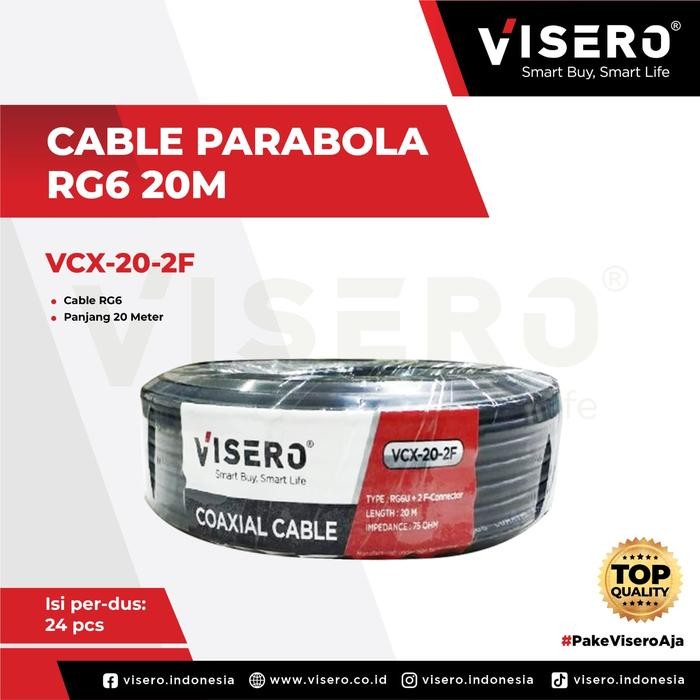 KABEL ANTENA TV DIGITAL 20 METER VISERO / KABEL ANTENA RG 6 20 METER