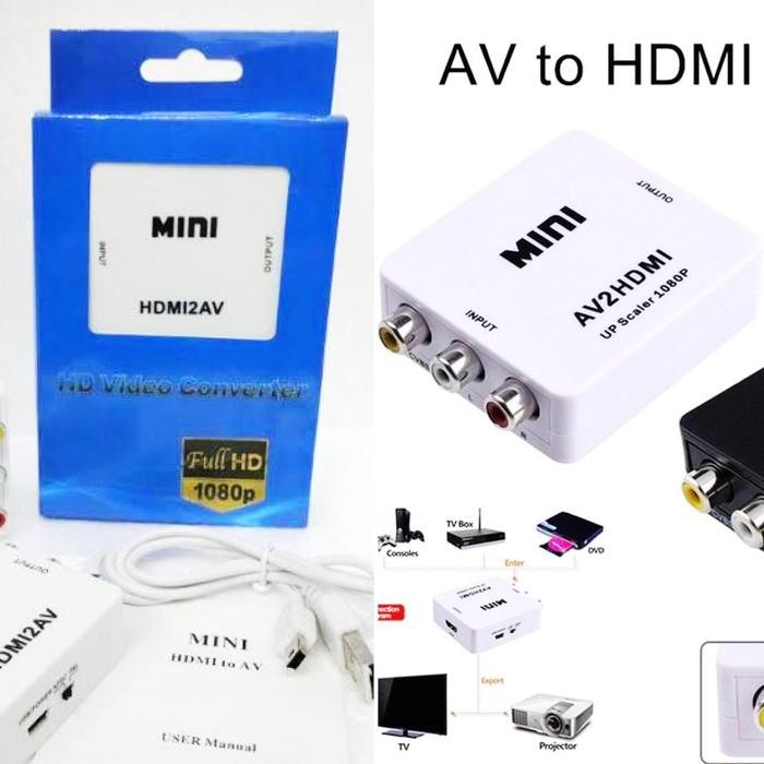 av to hdmi converter rca DVD PS2 dll ke layar tv LED