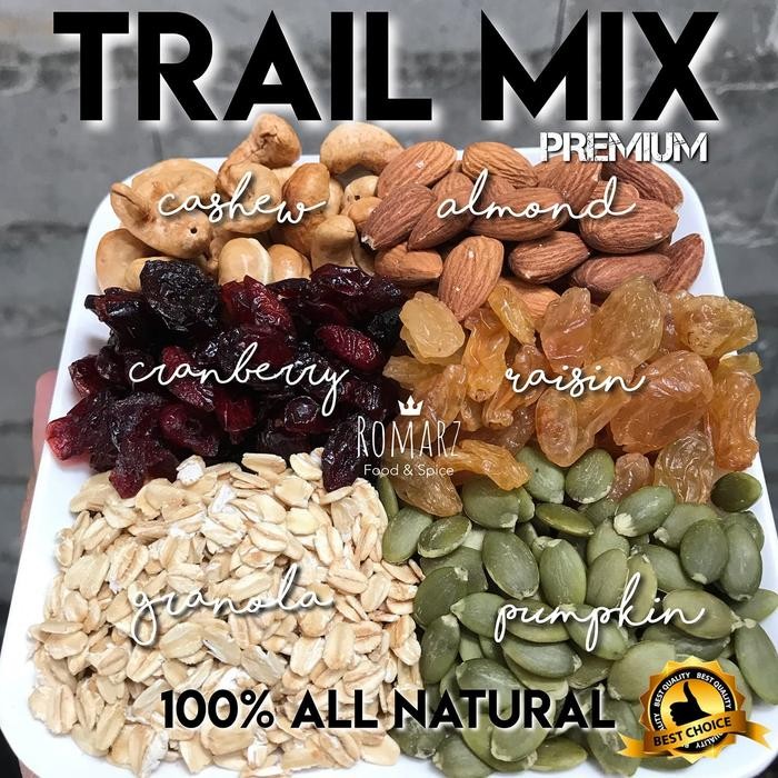 

JTTOP" TRAIL MIX GRANOLA ROASTED MIXED NUT - SUPER FOOD - ALMOND - MEDE 250GR