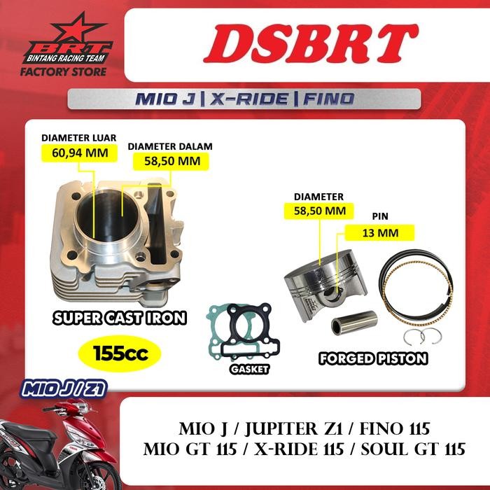 Blok BRT JUPITER Z1 MIO J XRide Fino 58.50 & 53.40 Bore Up 130cc 155cc