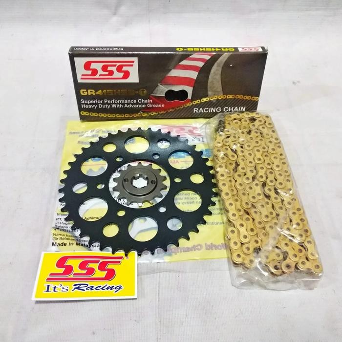 Gear Set SSS [415] Ninja 150 R / RR HITAM + Rantai SSS HSBT