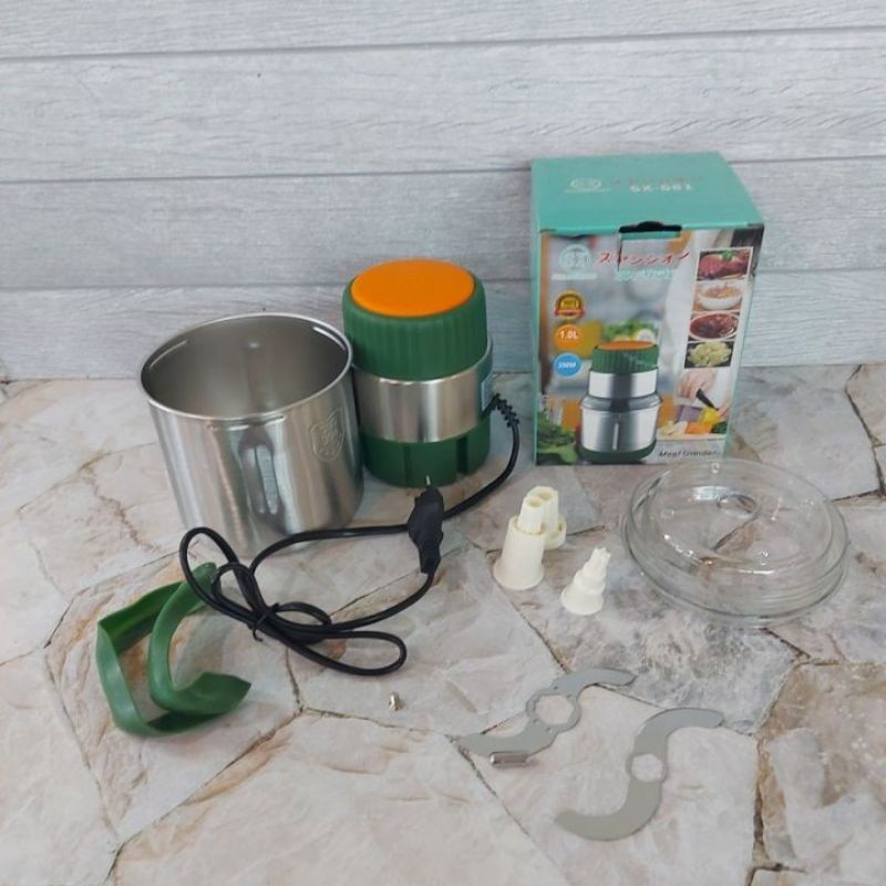 BLENDER DAGING CHOPPER STAINLEES 1LITER 681 CHOPPER SERBAGUNA STAINLESS STEEL STENLIS BLEANDER LOGAM