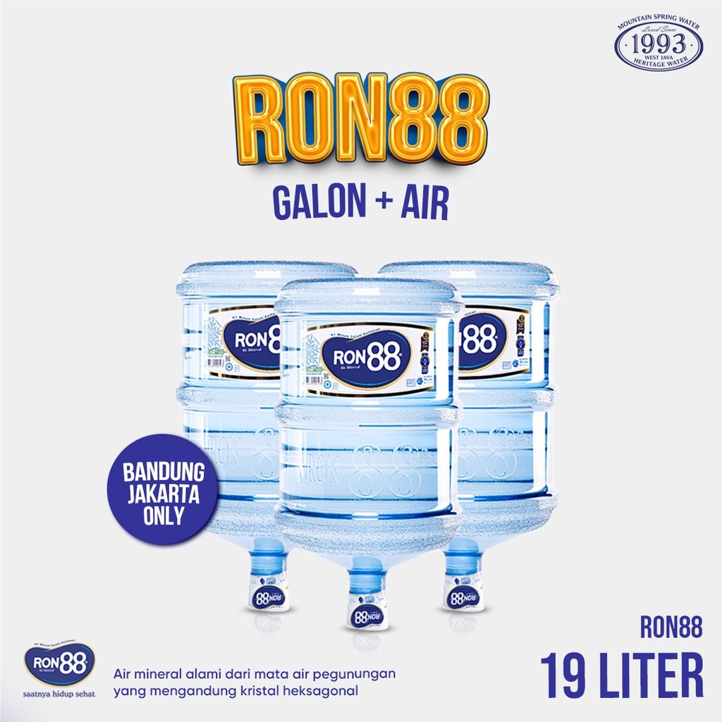

RON88 AIR MINERAL GALON 19L + ISI AIR DINGIN BEST SELLER