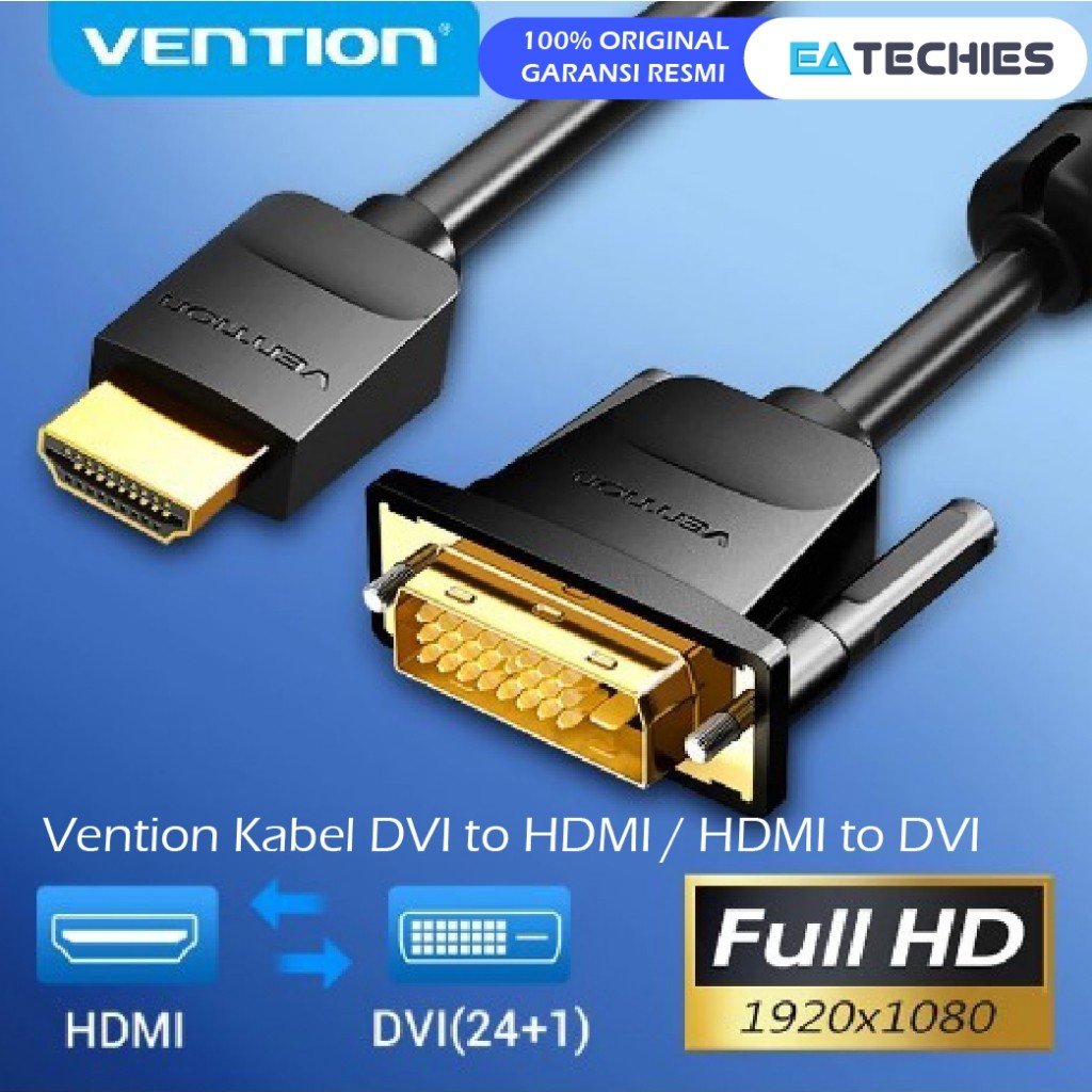 Vention Kabel HDMI to DVI Bi-Directional DVI-D 24+1 to HDMI Converter 2 Arah (DVI-I 24+5 Supported)