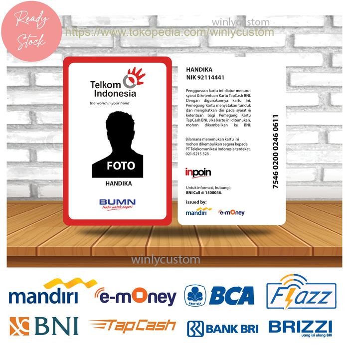 

E-Money Emoney Etoll MANDIRI ID CARD Telkom Kartu Nama -2 SISI