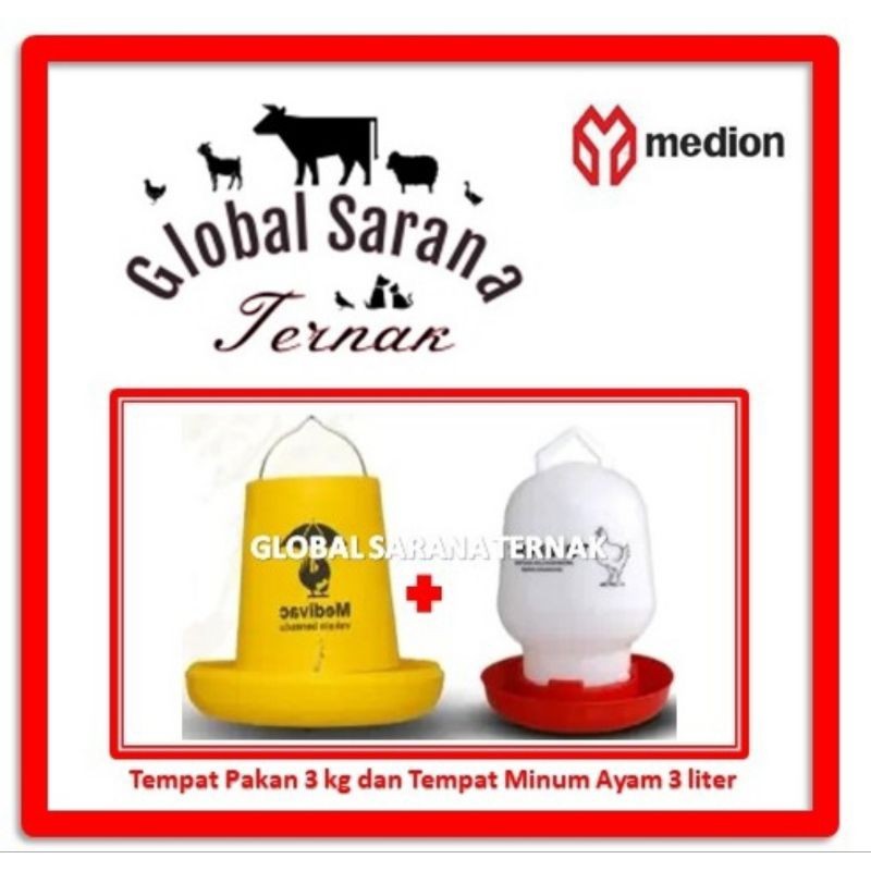 Paket Tempat Pakan Ayam 3 kg dan Tempat Minum Ayam 3 liter