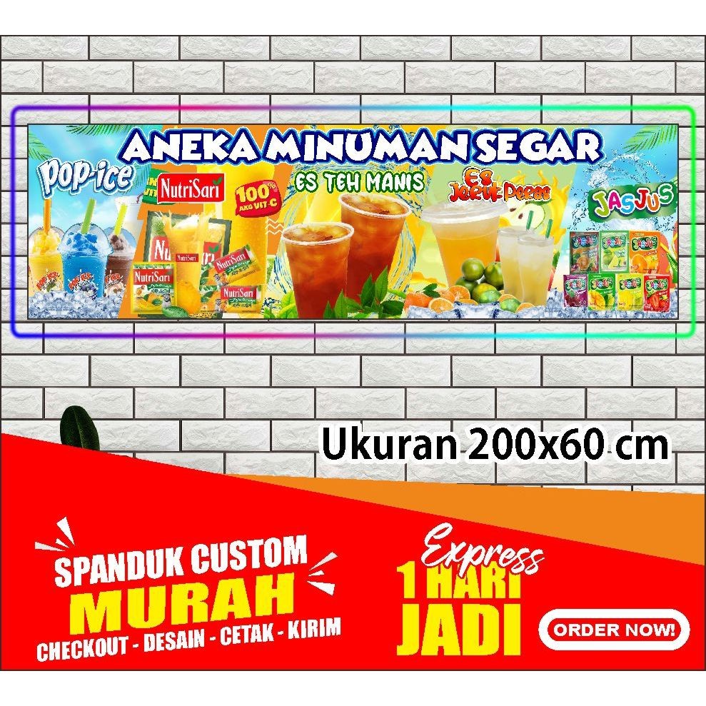 viral Banner Aneka Minuman, Spanduk Aneka Minuman, 200x60 cm , COD, Banner Aneka Minuman, Spanduk