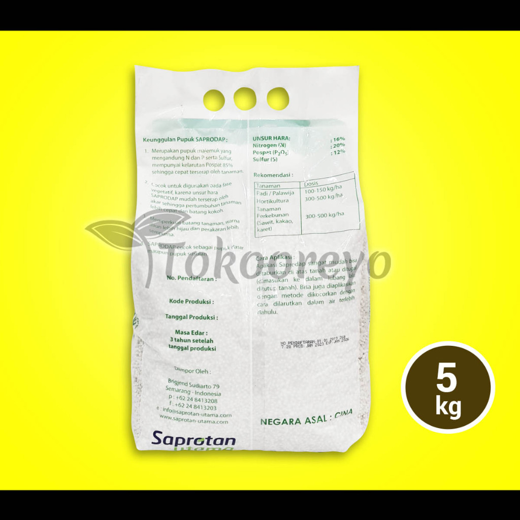 PUPUK SAPRODAP 16 20 12S PAK TANI 5 KG KAN PAK