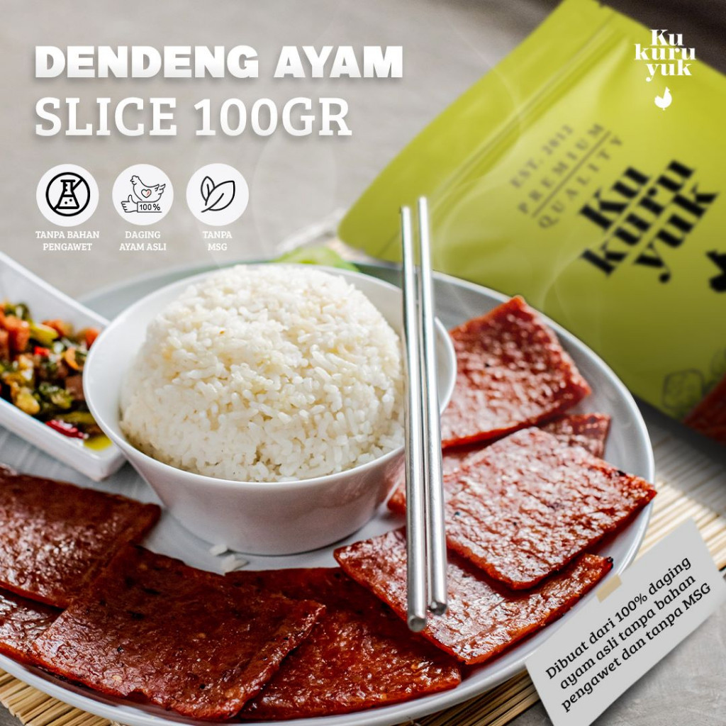 

[PREMIUM] Dendeng Ayam Kukuruyuk Makanan Siap Saji Frozen Food - 100 Gram