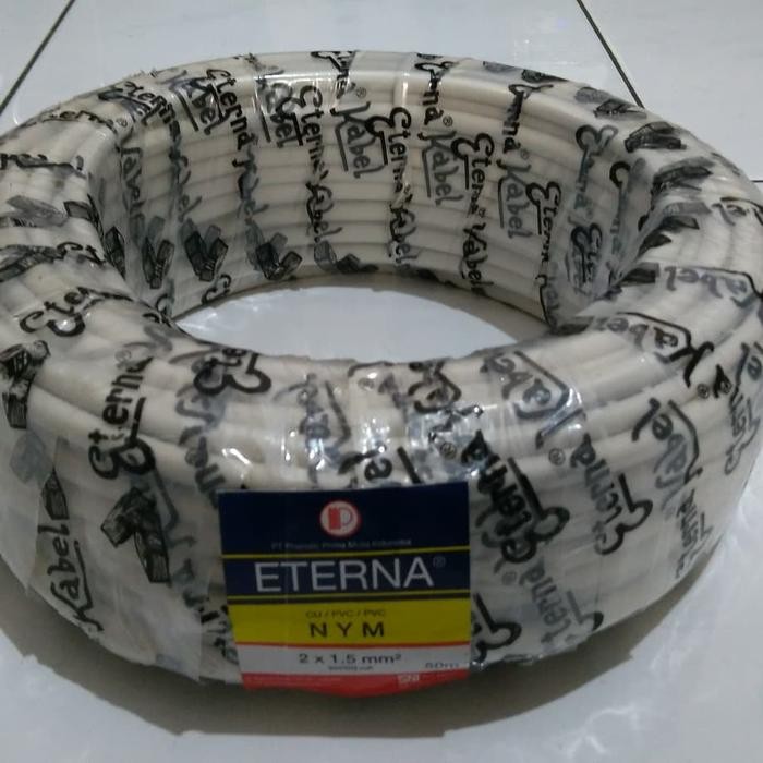 Kabel Nym 2 X 1,5 Eterna Per Roll 50 Meter Nym 12X1.5 2X1,5 Putih 1.5