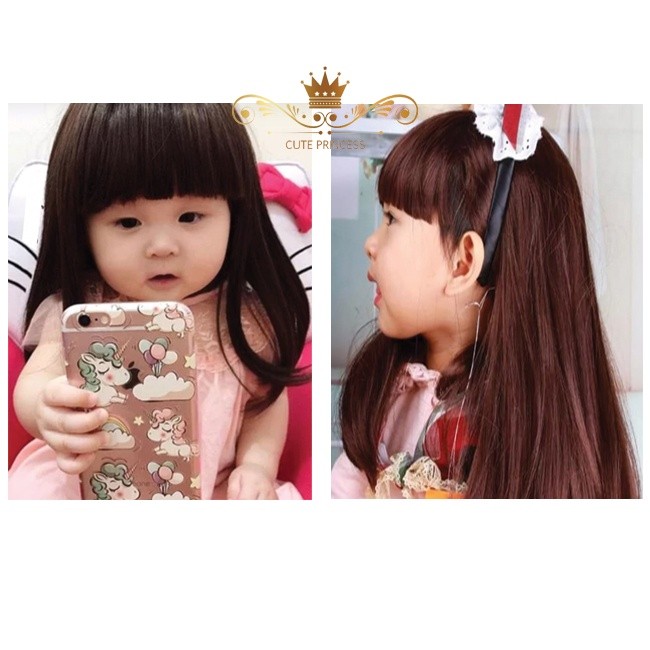 Rambut Palsu Anak / Wik Anak Perempuan Model Panjang Sedada Warna Hitam & Coklat Tua Usia 6 Bulan -