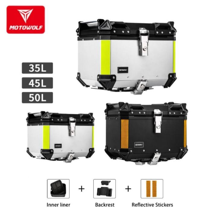 PREMIUM Motowolf Top Box Motor Touring Box Pannier Motor Alumunium Alloy