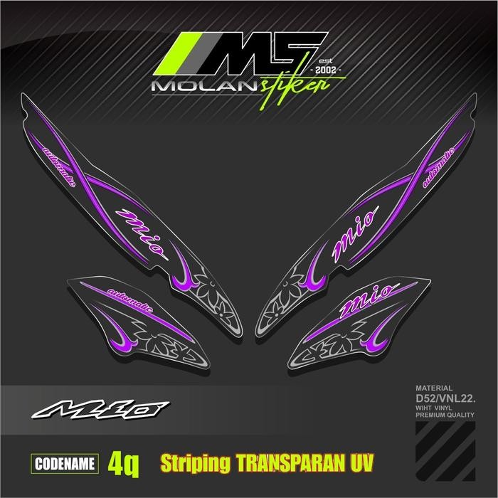 PREMIUM Decal Sticker Striping Variasi Transparan Uv Mio Bunga Mio Sporty Ungu