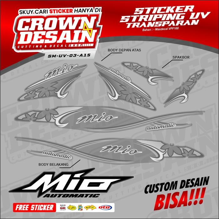 PREMIUM Striping Transparan Mio Sporty Mio Amore Variasi Lis Original - Stiker Semifull Mio Sporty